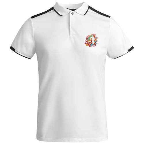 blanco/negro Polo deportivo de manga corta para hombre de 150 g/m² Tamil