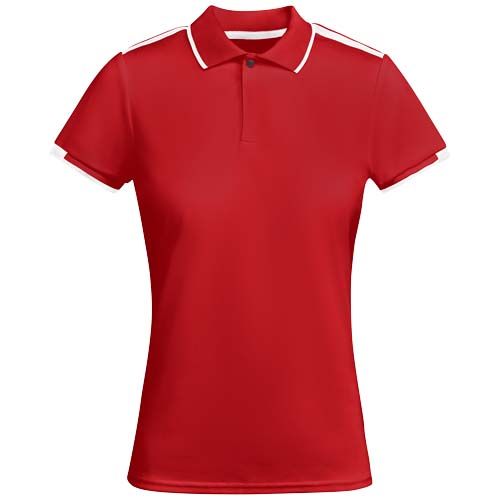 rojo/blanco Polo deportivo de manga corta para mujer