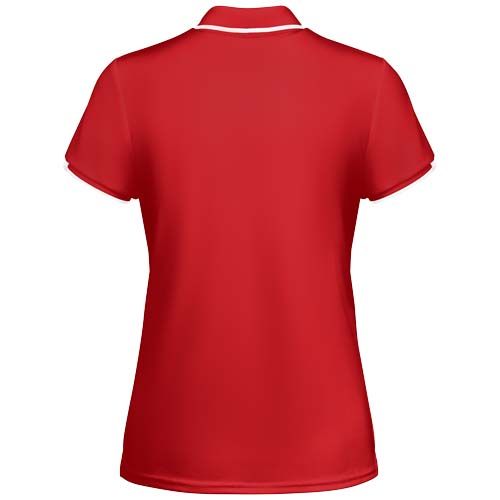 rojo/blanco Polo deportivo de manga corta para mujer