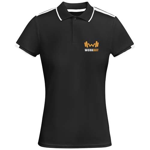 negro/blanco Polo deportivo de manga corta para mujer de 150 g/m²