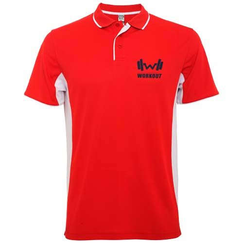 rojo/blanco Polo deportivo unisex de manga corta de 150 g/m² Montmelo