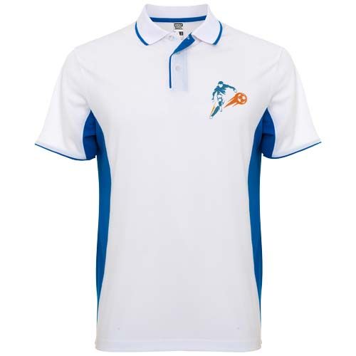 blanco/azulón Polo deportivo unisex de manga corta de 150 g/m²