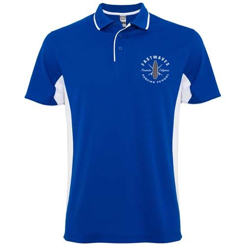 azulón/blanco Polo deportivo unisex de manga corta de 150 g/m² Montmelo