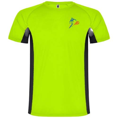verde fluo/negro Camiseta deportiva de manga corta para hombre de 140 g/m² Shanghai