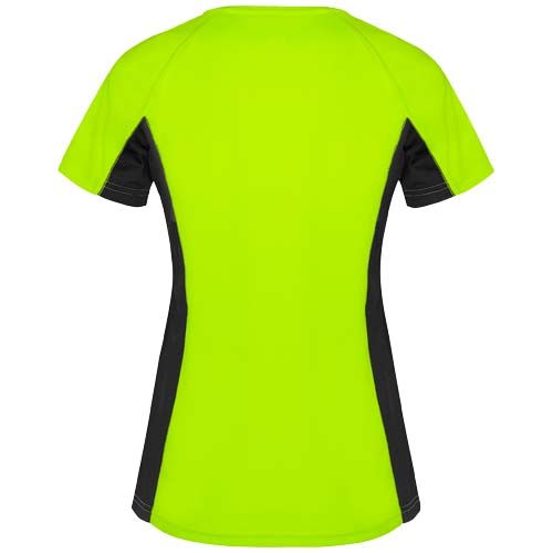 verde fluo/negro Camiseta deportiva de manga corta para mujer