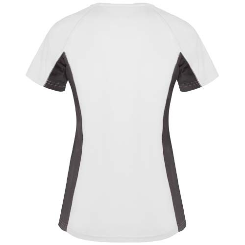 blanco/gris plomo oscuro Camiseta deportiva de manga corta para mujer