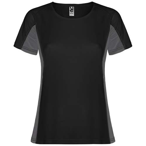 negro/gris plomo oscuro Camiseta deportiva de manga corta para mujer