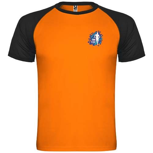 naranja fluo/negro Camiseta deportiva de manga corta unisex de 140 g/m² Indianapolis