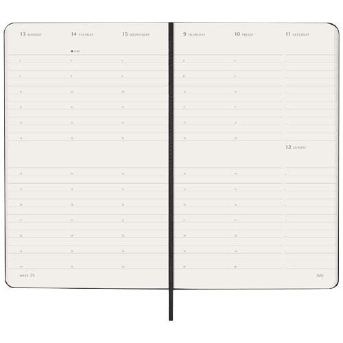 black Agenda vertical L de 12 meses con tapa dura