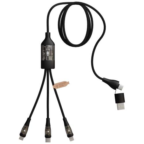 black Cable de carga rápida 5 en 1 de 100 W/5 A con pantalla digital