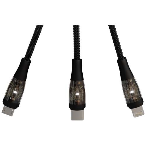 black Cable de carga rápida 5 en 1 de 100 W/5 A con pantalla digital