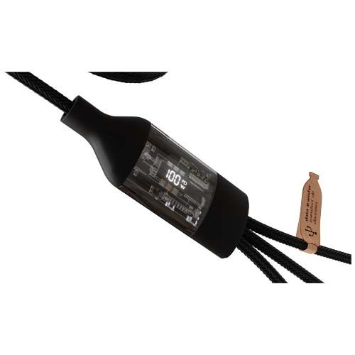 black Cable de carga rápida 5 en 1 de 100 W/5 A con pantalla digital