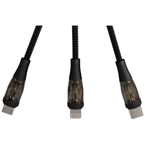 black Cable de carga rápida 5 en 1 de 100 W/5 A con pantalla digital