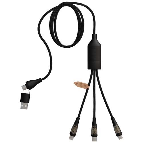 black Cable de carga rápida 5 en 1 de 100 W/5 A con pantalla digital