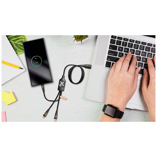 black Cable de carga rápida 5 en 1 de 100 W/5 A con pantalla digital