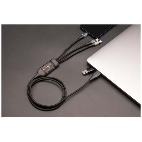 black Cable de carga rápida 5 en 1 de 100 W/5 A con pantalla digital