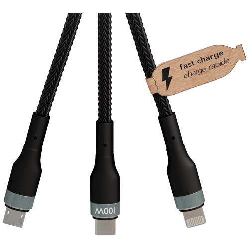 Cable de carga ultrarrápida de 100 W 5 en 1 de rPET 