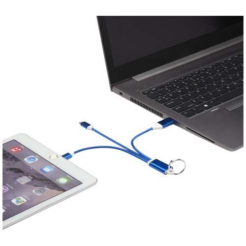 Cable de carga 4 en 1 de aluminio reciclado con llavero 