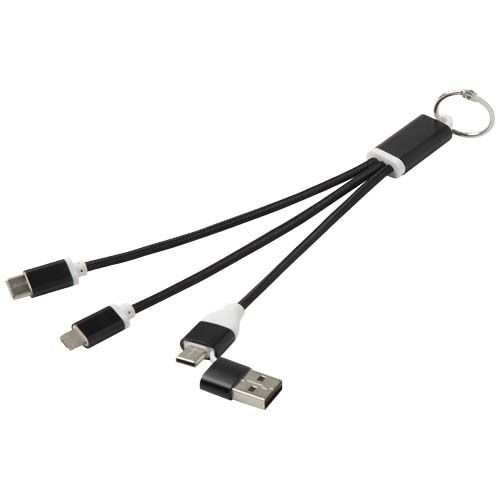 Cable de carga 4 en 1 de aluminio reciclado con llavero 
