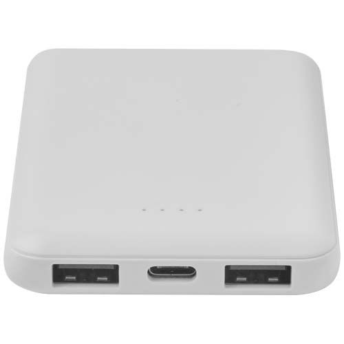 white Batería externa tipo C de plástico reciclado de 5000 mAh