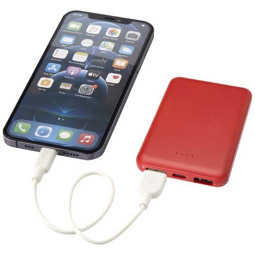 rojo de ladrillo Batería externa tipo C de plástico reciclado de 5000 mAh