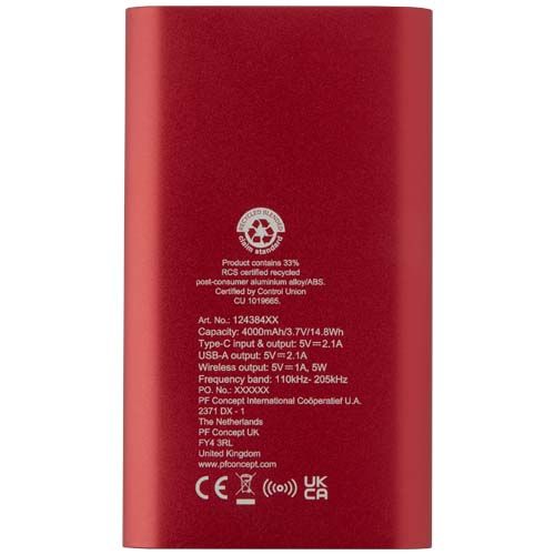 Batterie de secours sans fil en aluminium recyclé Juice type-C de 4 000 mAh - 5
