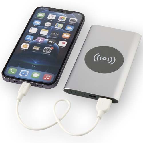 Batería externa inalámbrica tipo C de aluminio reciclado de 4000 mAh 