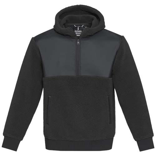 black Sudadera unisex de tejido polar sherpa reciclado