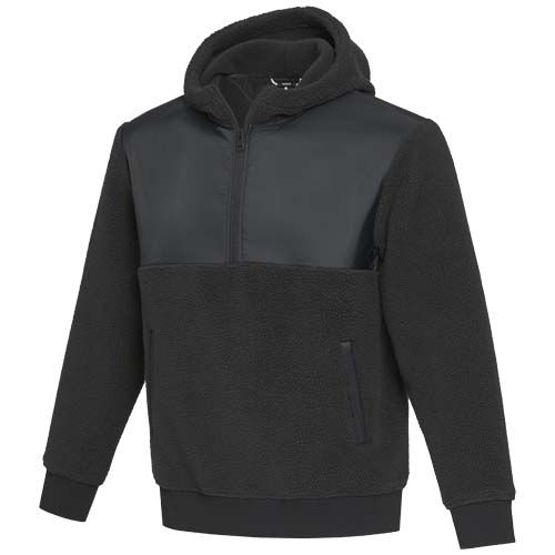 black Sudadera unisex de tejido polar sherpa reciclado