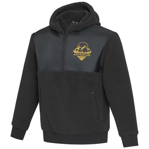 black Sudadera unisex de tejido polar sherpa reciclado de 370 g/m²