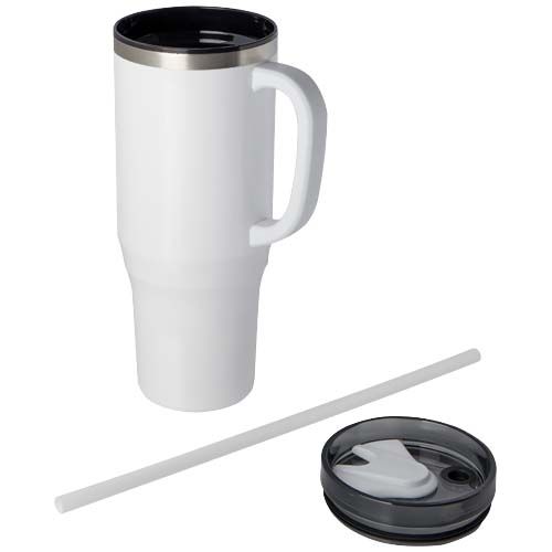 white Vaso térmico con pajita de 1200 ml con certificado RCS