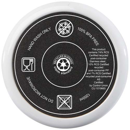 white Vaso térmico con pajita de 1200 ml con certificado RCS