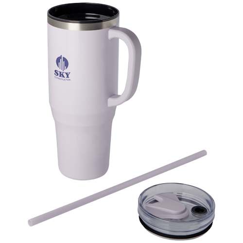 lila Vaso térmico con pajita de 1200 ml con certificado RCS