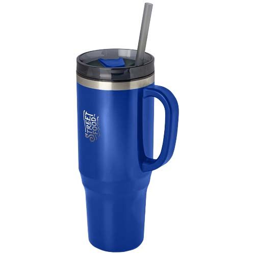 azulón Vaso térmico con pajita de 1200 ml con certificado RCS
