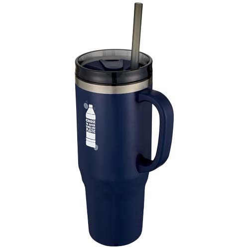 azul marino Vaso térmico con pajita de 1200 ml con certificado RCS