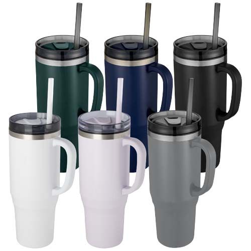 gray Vaso térmico con pajita de 1200 ml con certificado RCS