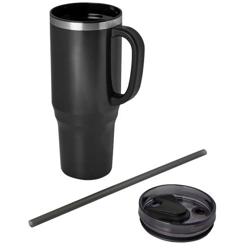 black Vaso térmico con pajita de 1200 ml con certificado RCS