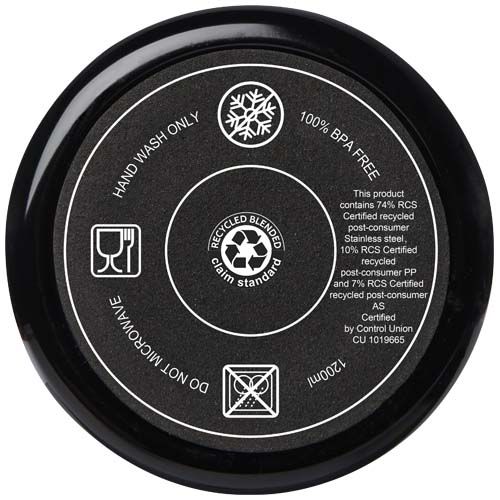 black Vaso térmico con pajita de 1200 ml con certificado RCS