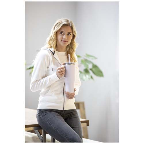 white Vaso de cobre de 1200 ml con doble pared, pajita, aislamiento y certificado RCS
