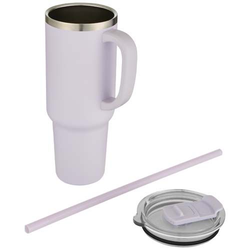 lila Vaso de cobre de 1200 ml con doble pared, pajita, aislamiento y certificado RCS