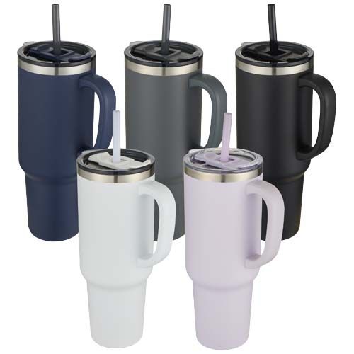 lila Vaso de cobre de 1200 ml con doble pared, pajita, aislamiento y certificado RCS