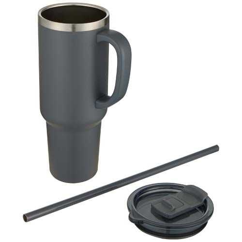 gray Vaso de cobre de 1200 ml con doble pared, pajita, aislamiento y certificado RCS