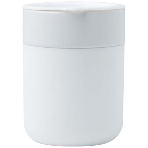white Vaso de cerámica de 330 ml con agarradero de silicona y tapa de plástico