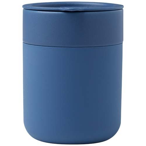 Vaso de cerámica de 330 ml con agarradero de silicona y tapa de plástico 