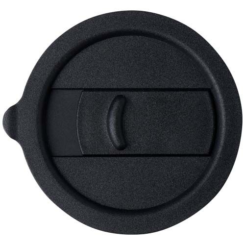 black Vaso de cerámica de 330 ml con agarradero de silicona y tapa de plástico