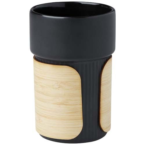 black Vaso de 340 ml con funda de bambú