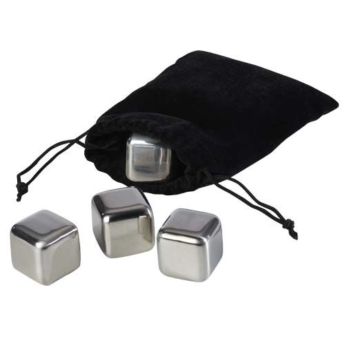 negro/plateado Juego de cubitos de hielo de acero inoxidable