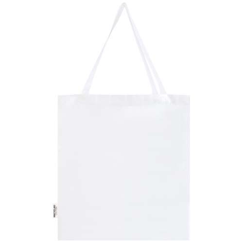 white Bolsa Tote con refuerzos de algodón reciclado GRS de 140 g/m² de 12l