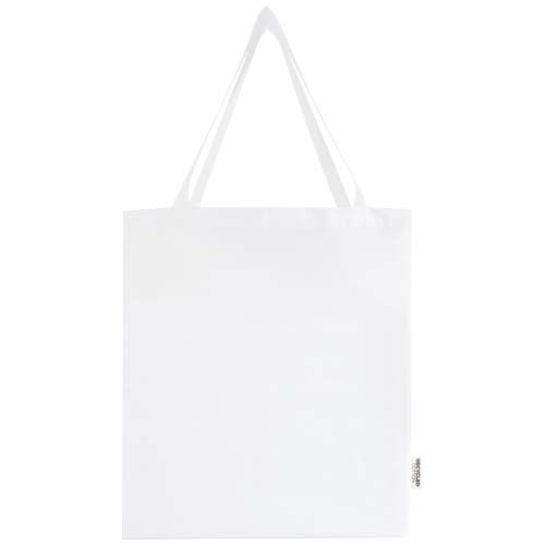 white Bolsa Tote con refuerzos de algodón reciclado GRS de 140 g/m²