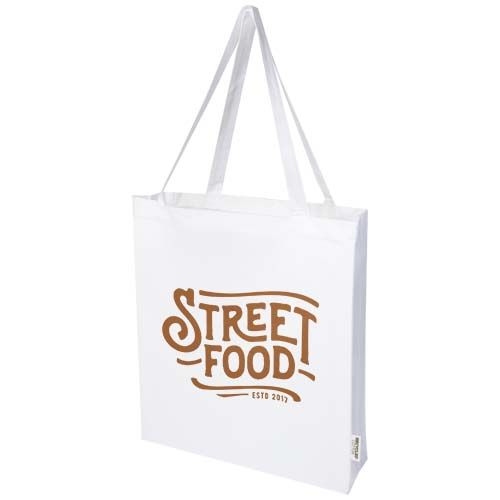 white Bolsa Tote con refuerzos de algodón reciclado GRS de 140 g/m² de 12l